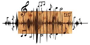 Wallity Nástěnná dřevěná dekorace MUSIC hnědá/černá