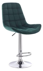 LuxuryForm Barová židle PARIS VELUR na stříbrné kulaté podstavě - zelená