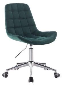 LuxuryForm Židle PARIS VELUR na stříbrné podstavě s kolečky - zelená
