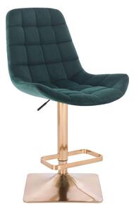 LuxuryForm Barová židle PARIS VELUR na zlaté hranaté podstavě - zelená