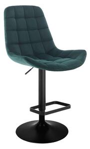 LuxuryForm Barová židle PARIS VELUR na černé kulaté podstavě - zelená