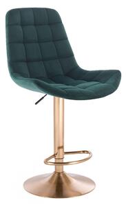 LuxuryForm Barová židle PARIS VELUR na zlaté kulaté podstavě - zelená
