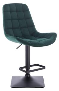 LuxuryForm Barová židle PARIS VELUR na černé hranaté podstavě - zelená