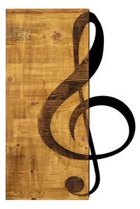 Wallity Nástěnná dřevěná dekorace TREBLE CLEF hnědá/černá