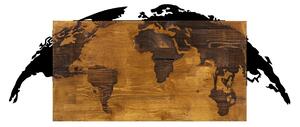 Wallity Nástěnná dřevěná dekorace WORLD MAP hnědá/černá