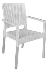 Mega Plast, plastová židle RATAN LUX (AL nohy), 88 x 56,5 x 56 cm, stohovatelná, bílá