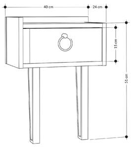 Industriální noční stolek MOSS, retro šedá