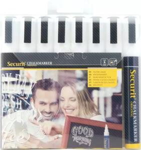 Křídový popisovač Securit, tloušťka: 2-6 mm, bílý, 8 ks