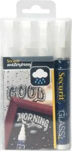 Křídový popisovač voděodolný Securit, tloušťka: 2-6 mm, bílý, 4 ks