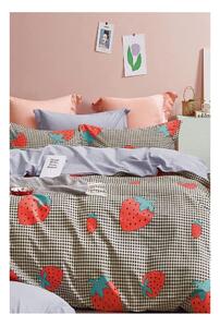 Prodloužené povlečení na jednolůžko z bavlny Renforcé s prostěradlem/3dílné 160x220 cm Strawberry – Mila Home