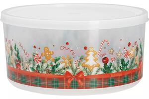 Vánoční dóza na cukroví kulatá Merry Christmas, 5 l plast