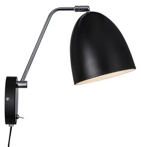 NORDLUX Nástěnná lampa s vypínačem ALEXANDER, 1xE27, 15W, černá 48621003