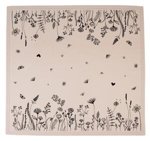 Béžový bavlněný ubrus s květinami Flora And Fauna - 100*100 cm