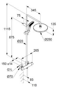 Kludi Dual Shower System sprchová sada na stěnu s termostatem s dešťovou sprchou černá 6906739-81