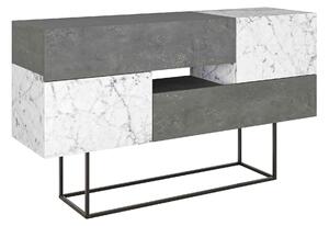 Luxusní konzolový stolek LUCIA, retro šedá / bílý Carrara