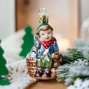 Dům Vánoc Sběratelská skleněná ozdoba na stromeček Králičí přítel