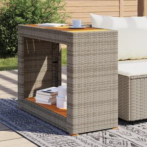 Zahradní stůl s dřevěnou deskou šedý 100 x 40 x 75 cm polyratan