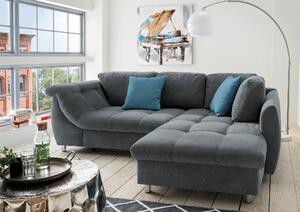 ROHOVÁ SEDAČKA, textil, antracitová, modrá Livetastic - Sedací soupravy, Online Only