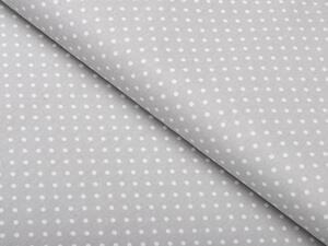 Bavlněná látka/plátno Sandra SA-123 Bílé puntíky na světle šedém - šířka 160 cm