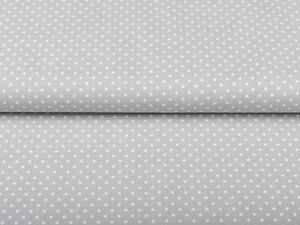 Bavlněná látka/plátno Sandra SA-123 Bílé puntíky na světle šedém - šířka 160 cm
