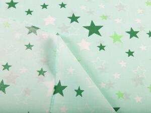 Bavlněná látka/plátno Sandra SA-130 Zelené hvězdičky na mintovém - šířka 160 cm