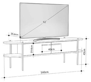 Industriální televizní stolek WHISPER, retro šedá / bílá