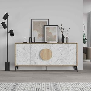 Luxusní konzolový stolek ORIANA 180, dub / bílá Carrara
