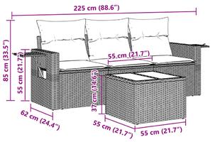 4dílná zahradní sedací souprava a podušky světle šedá polyratan