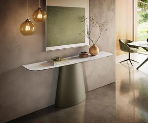 DELIFE Konzolový stůl Edge oválný tvar 180×40 cm keramika Onyx Pearl Conos kov titanová barva
