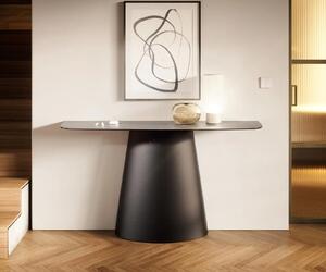 DELIFE Konzolový stůl Edge oválný 140×40 cm keramika beton šedá kov černá