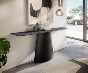 DELIFE Konzolový stůl Edge oválný tvar 180×40 cm keramika Laminam® Nero Greco antracit kov černý