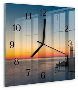 Skleněné hodiny na stěnu Majákové moře zskc-30x30-00173273