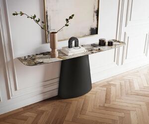 DELIFE Konzolový stůl Edge oválný 180×40 cm keramika Patagonia leštěná Conos kov černá