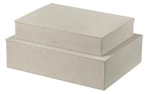 Béžové úložné boxy v sadě 2 ks s víkem z umělé kůže 40x30x11 cm Sahla – Blomus