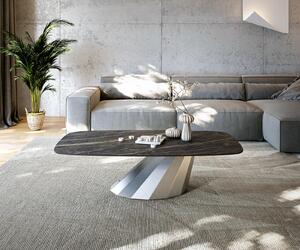 DELIFE Konferenční stolek Edge Boot 140x80 cm keramika Laminam® Noir Desir hnědá Parabi nerezová ocel broušená