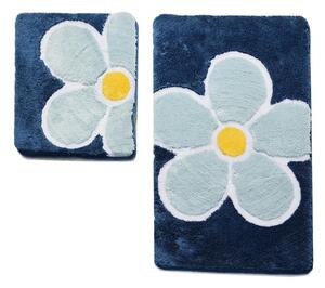 L´essentiel Maison Koupelnová předložka, akrylát, Set 2 ks Flower - Blue, Vícebarevná
