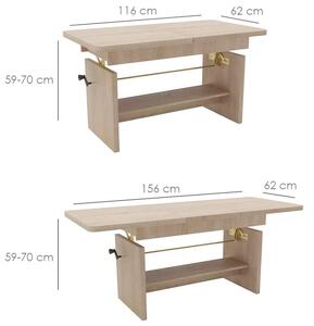 Konferenční stolek JANEK 2v1 | rozkládací 116-156 cm | sonoma