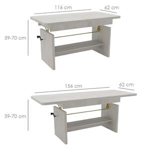 Konferenční stolek JANEK 2v1 | rozkládací 116-156 cm | kraft bílý