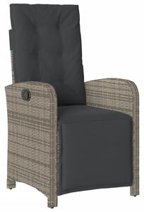 3dílný bistro set s poduškami šedý polyratan