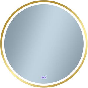 Venti Orion Gold zrcadlo 80x80 cm kulatý s osvětlením s vyhřívací podložkou zlatá 5905951180311