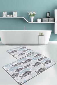 L´essentiel Maison Koupelnová předložka, Set 2 ks Aqua Fish Djt, Vícebarevná