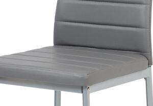 Jídelní židle, koženka tm. šedá / šedý lak DCL-117 GREY