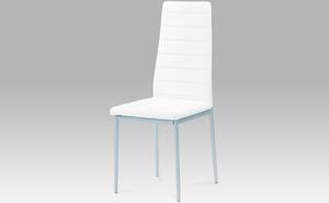 Jídelní židle koženka bílá / šedý lak DCL-117 WT