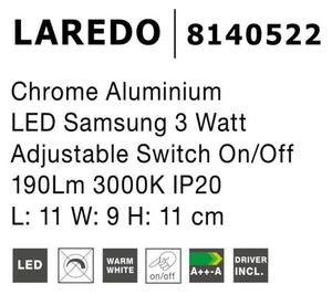 Nova Luce Moderní nástěnná LED lampička Laredo s nastavitelným spotem - 3 W LED, chrom NV 8140522
