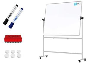 Mobilní tabule TM Idea, oboustranná, otočná, za sucha stíratelná, magnetická, 150x120 cm – řada FLEX, DMB1512