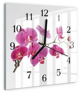 Skleněné hodiny na stěnu Orchidej zskc-30x30-00173384