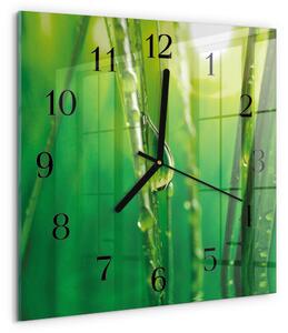 Skleněné hodiny na stěnu Kapky trávy zskc-30x30-00173433