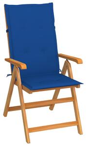 Zahradní židle s královsky modrými poduškami masivní teak