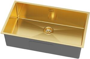 Ruvetti Stelio ocelový dřez se sifonem 74x44 cm zlatá 5001S_PVD_GOLD80_P