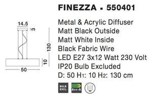 Nova Luce Moderní závěsné svítidlo Finezza ve třech barevných provedeních - 3 x 10 W, pr. 500 mm, matná černá NV 550401